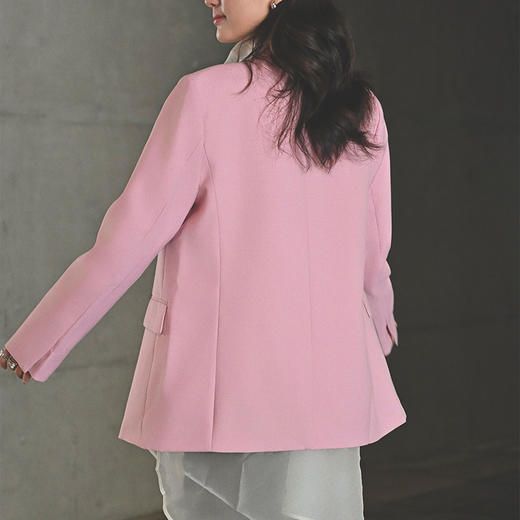 【顺丰包邮】01727 洛诗琳假两件设计感欧根纱拼接粉色西装外套226852 商品图4