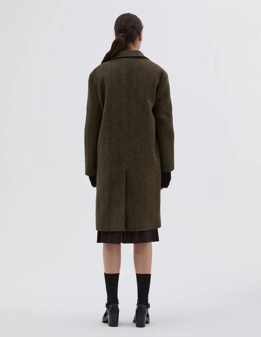 Margaret Howell 森林色HARRIS TWEED人字纹羊毛大衣 商品图7