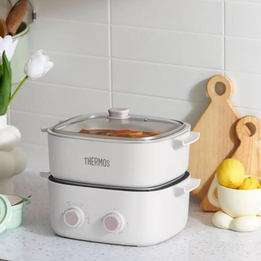 【积分兑换】膳魔师（THERMOS） 多功能料理锅空气炸锅家用电火锅电炸煮锅分体式蒸煮一体煎烤料理锅电锅4L EHA-5734A 商品图8