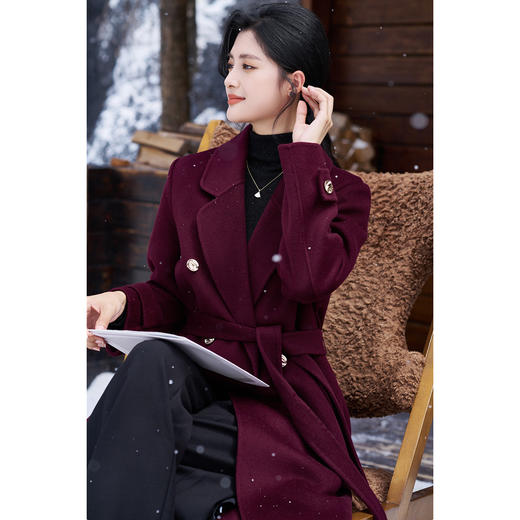 【山羊绒双面羊绒羊毛大衣】米思阳2025冬季法式赫本过膝风衣毛呢大衣厚外套4698 商品图0