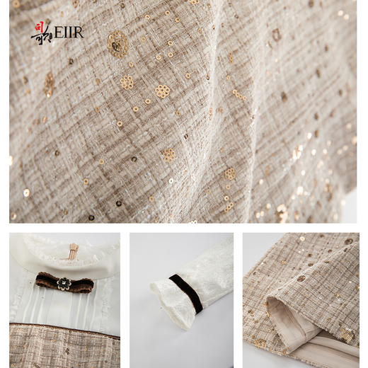 司歌长袖立领粗花呢连衣裙假两件小香风A901190X 商品图3