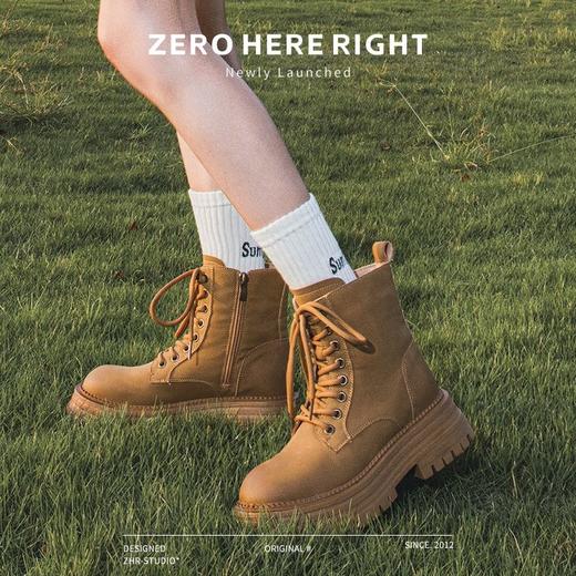 ZHR则则英伦风马丁靴女2024秋冬款复古百搭厚底大黄靴显瘦工装靴 商品图4