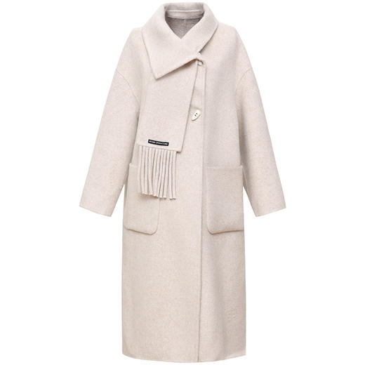 秋冬新款设计款通勤时尚气质围巾毛呢大衣修身呢子外套QYM-AH-24A2250-L 商品图4