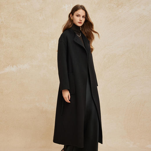 PH947斯尔丽24新款设计感廓形双面呢手工编制腰带显瘦羊毛大衣 商品图6