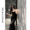 余潇潇【月神晚宴】设计感日字扣收褶纯欲性感黑色收腰吊带背心内搭 商品缩略图2