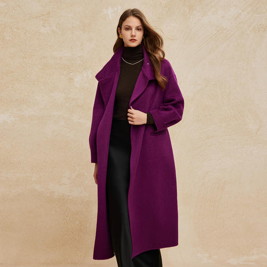 PH945斯尔丽24新款时尚大廓形立领韩版配手工包大气显瘦羊毛大衣 商品图2