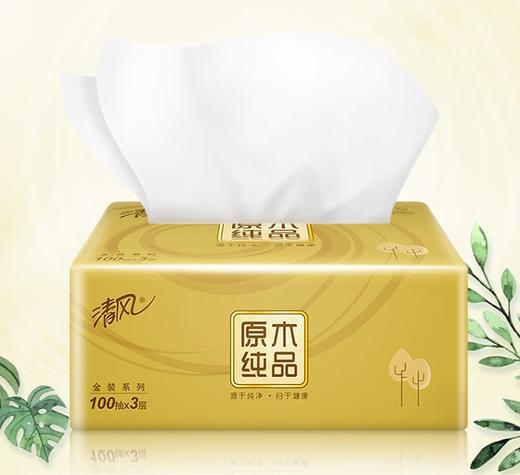 【自营】 清风 原木金装系列100抽抽取式面纸 24包 商品图4