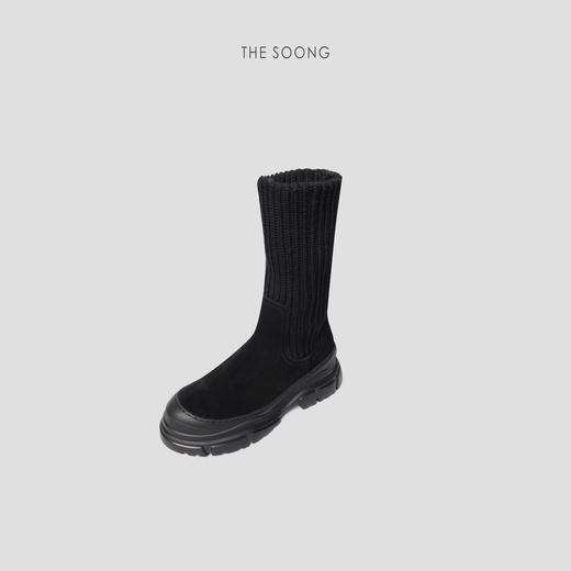 THESOONGBC家针织靴"精密*牛绒毛线松紧带中筒靴HWXZ5940 商品图0