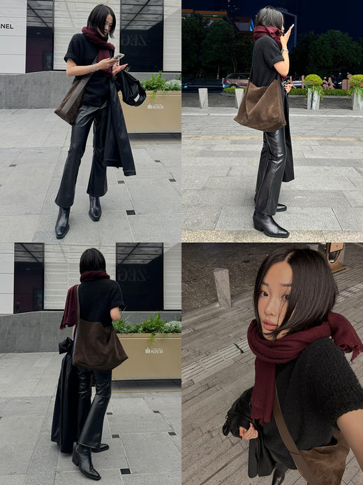 HIDEMI 超显瘦中低腰款弹力可再生蛋白皮环保皮喇叭收身款九分裤皮裤 商品图1