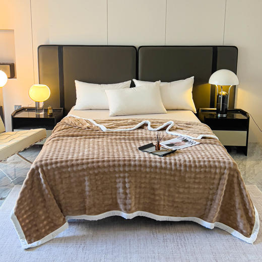 【家装氛围感新宠】泡泡绒法兰绒毯轻奢仿皮草托斯卡纳兔绒多功能办公室午睡毯子。ry 商品图1