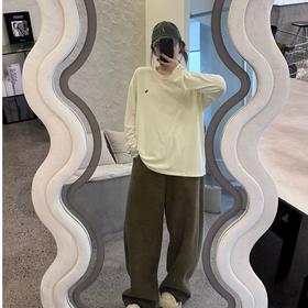 2024新品  软软同款【小马出击】百搭宽松简约秋冬纯色圆领刺绣慵懒风上衣