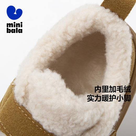 迷你巴拉加绒棉靴男女童防湿滑防踢撞仿羊羔绒橡胶底魔术贴 商品图1