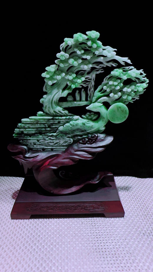 620486翡翠摆件【鹿鸣蝉音 梅开五福】 商品图5