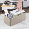 【3色可选】娜家简约皮革意式条纹双格收纳盒 商品缩略图0