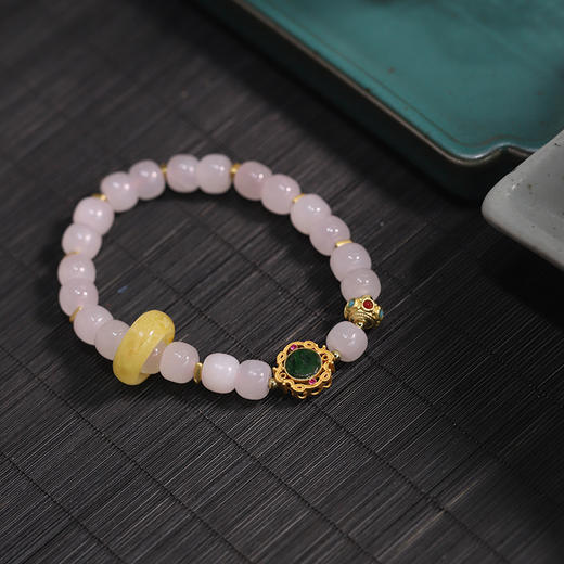 天然和田玉白玉手蜜蜡环扣手链7*8mm 商品图6