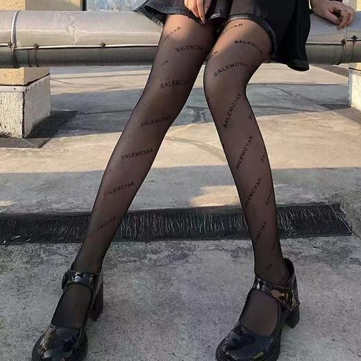 网红秋季任意剪性感黑丝袜女薄款字母袜防勾丝袜子薄连裤字母丝袜 商品图2