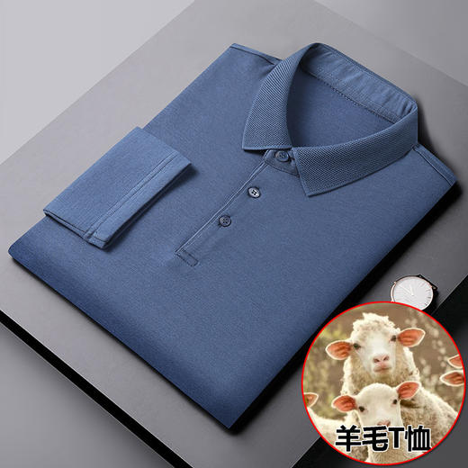 【羊毛】【新款DWP】大依优型大码长袖T恤Polo衫翻领男装加肥加大体恤大号上衣胖子内搭 商品图0