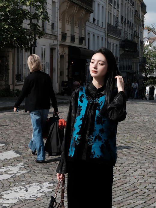 盛唐牡丹| 景泰蓝漳缎蝶恋花马甲 商品图1