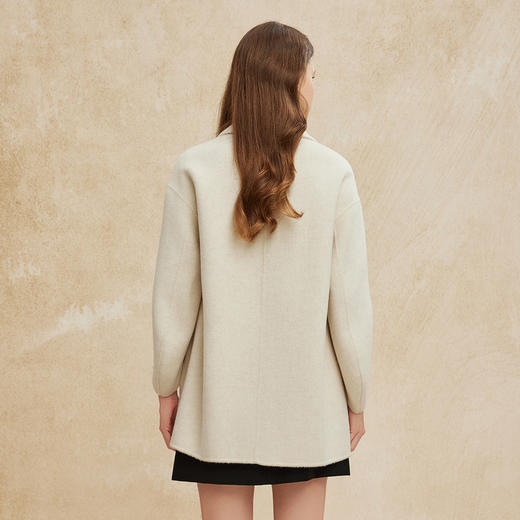 PH955斯尔丽24新款时尚翻领羊毛高支白领通勤显瘦直身双面呢大衣 商品图4