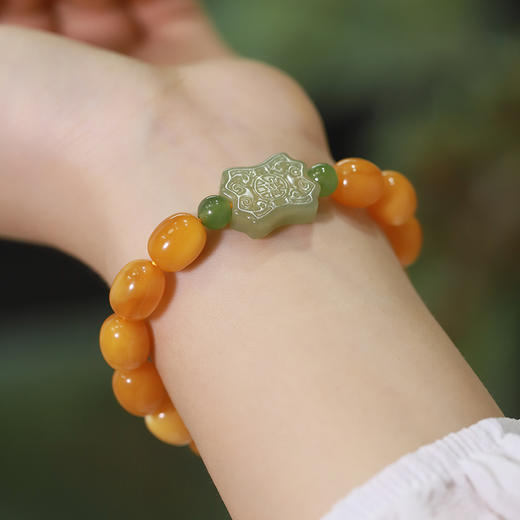 【宫里手串】天然鸡油黄蜜蜡手串9*11mm 商品图4