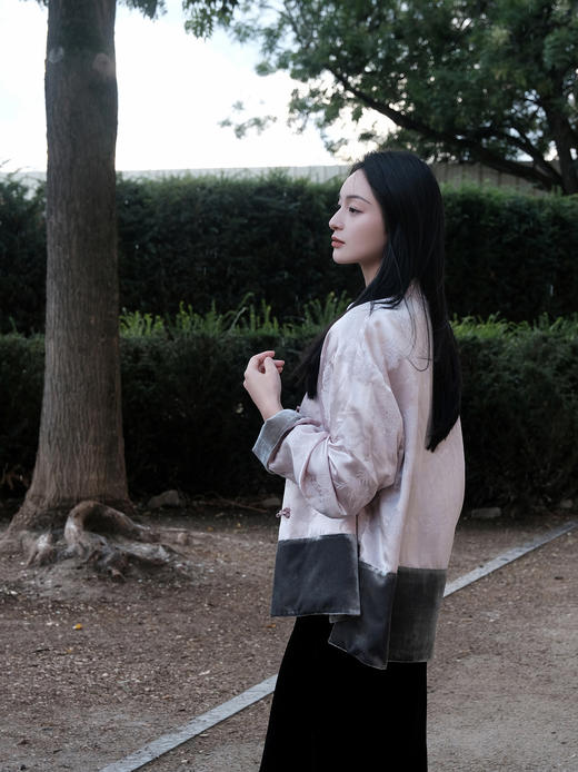 盛唐牡丹|银灰丝绒配冠乐绉双面穿外套 商品图3