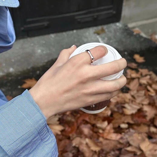 【顺丰包邮】01900 洛诗琳设计感S925纯银简约开口素戒(可调节)0062 商品图1