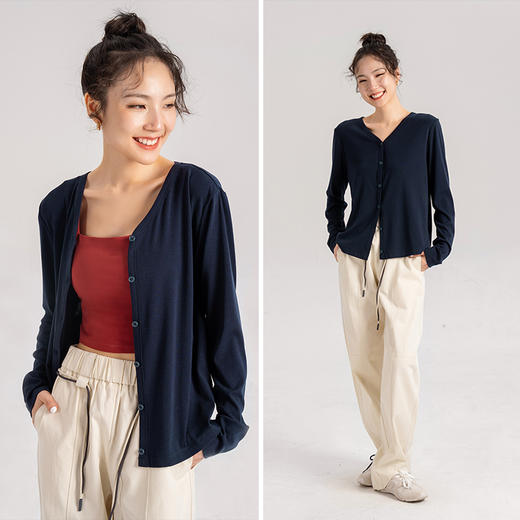 【天丝+羊毛】V领纽扣休闲针织开衫 柔软亲肤云朵身上穿 松弛感 通勤休闲外套 商品图0