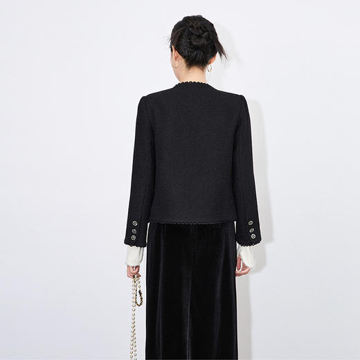 【高货wl】全新升级【铂金会员321/天猫429/差价108】(03006) 洛诗琳秋冬*高级感羊毛小香风圆领短款外套正肩上衣 商品图4