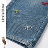 littletime女童牛仔裤秋冬加绒宽松长裤2024新款刺绣儿童直筒裤子 商品缩略图2