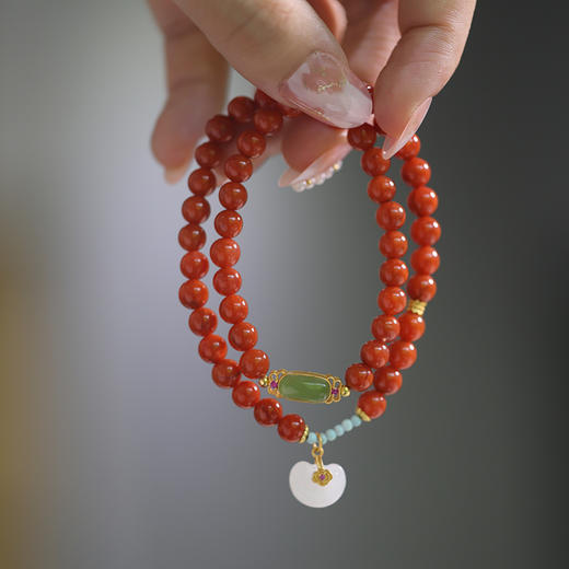 【宫里手串】南红双圈事事如意手串6mm 商品图1