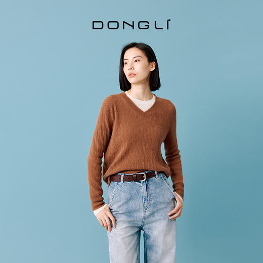 东黎 • 山羊绒女士秋冬V领松密度套头衫 4629 商品图2