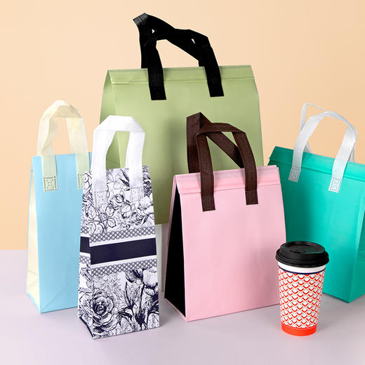 喇叭花一次性奶茶打包袋双杯袋单杯袋奶茶外卖袋饮料无纺布袋50个 商品图4