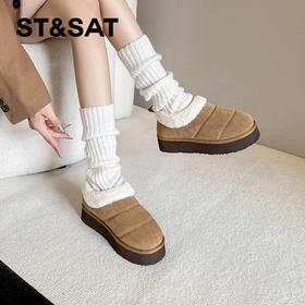 星期六24冬时尚百搭新增高厚底毛毛棉鞋SSC4110F38