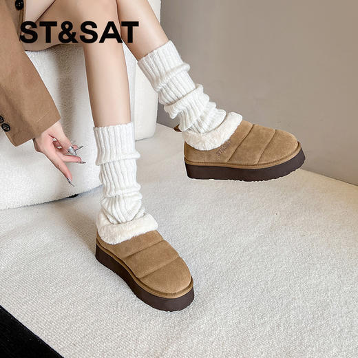 星期六24冬时尚百搭新增高厚底毛毛棉鞋SSC4110F38 商品图0