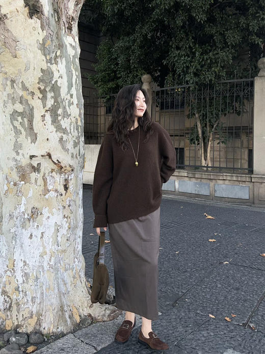 【100%纯羊毛软糯毛衣】秋冬加厚宽松套头慵懒风 打底针织衫上衣外穿  商品图2