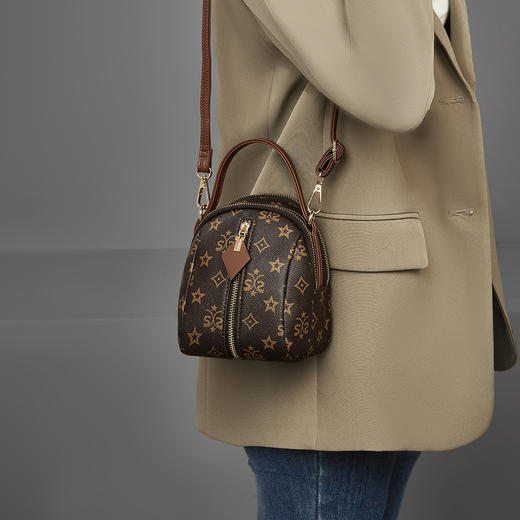 Safiya/索菲娅2024新款爆款时尚小圆包百搭老花单肩斜挎包 SF42215264 商品图7