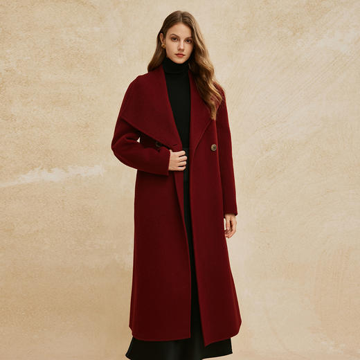 PH927斯尔丽24新款大翻领大气欧范中长款气质高贵双面呢羊毛大衣 商品图2