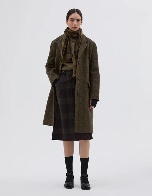 Margaret Howell 森林色HARRIS TWEED人字纹羊毛大衣 商品图5