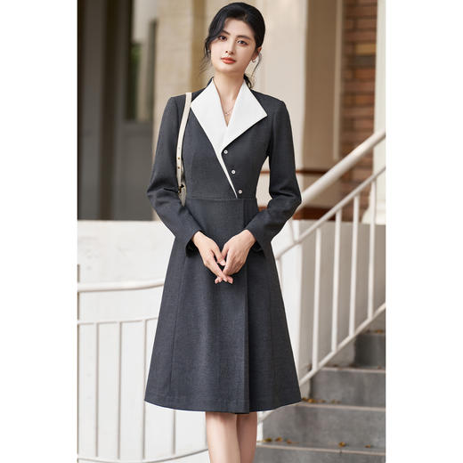 剩S/L 11.20【劲爆拼团！拼团到手价199元】 磨毛连衣裙 高级感简约通勤气质撞色翻领连衣裙2078 商品图0