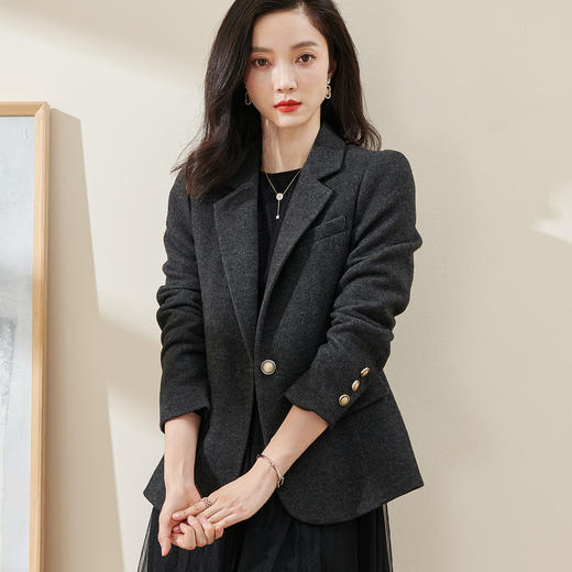 【通勤羊毛西装】米思阳2026春季气质职业简约修身女式西服外套4459 商品图1