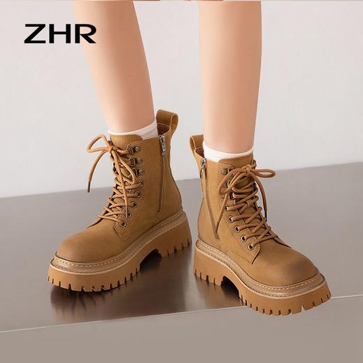 ZHR大黄蜂马丁靴女2023新款马丁靴厚底靴子女冬季加绒英伦小短靴 商品图2