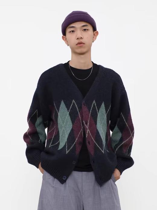 LIVINGTOWN/LT菱形格毛衣开衫 商品图0