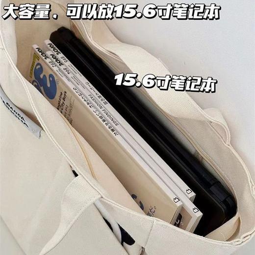 「黑白两色！颜值派」新款单肩包大容量简约时尚手提包 都市简约敞口纯色可爱熊猫帆布箱包 商品图3