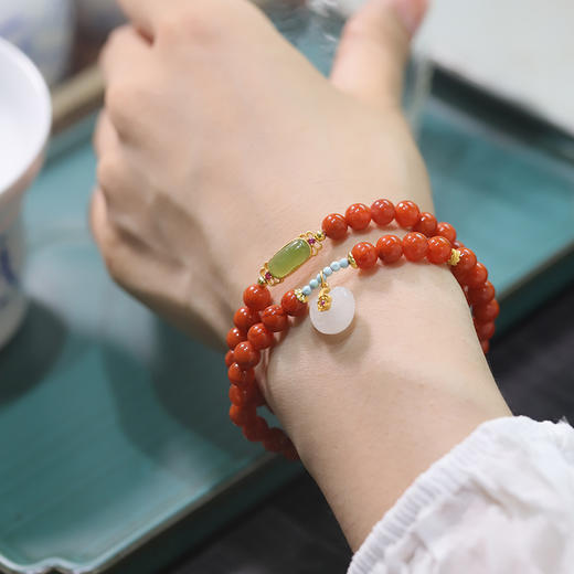 【宫里手串】南红双圈事事如意手串6mm 商品图0