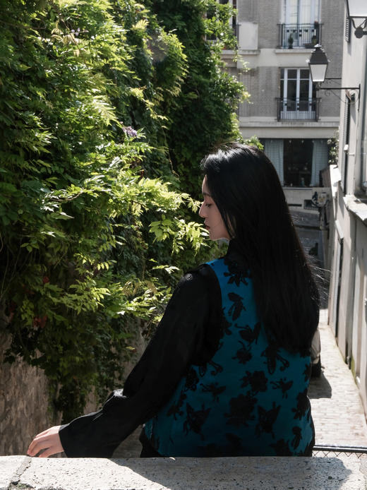 盛唐牡丹| 景泰蓝漳缎蝶恋花马甲 商品图5