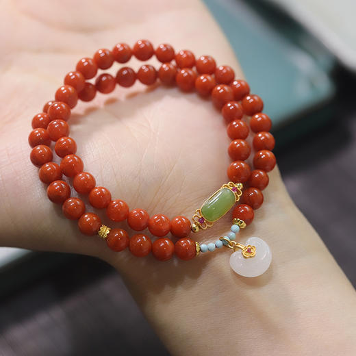 【宫里手串】南红双圈事事如意手串6mm 商品图6