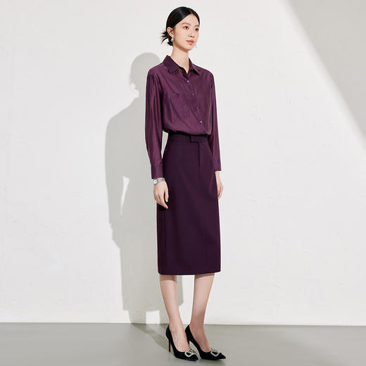IWY/紫罗兰时尚套装女新款衬衫套裙长袖上衣搭配开叉半身裙 24BS626 商品图7