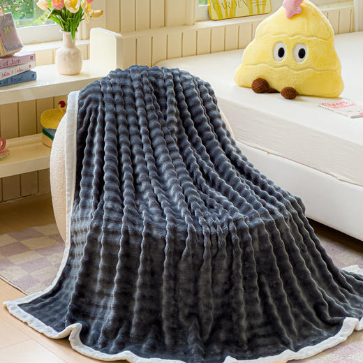 【家装氛围感新宠】泡泡绒法兰绒毯轻奢仿皮草托斯卡纳兔绒多功能办公室午睡毯子。ry 商品图7