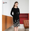 司歌背心连衣裙打底弹力收腰冬提花黑裙A901309X 商品缩略图4