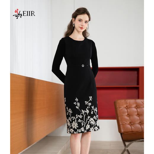 司歌背心连衣裙打底弹力收腰冬提花黑裙A901309X 商品图4